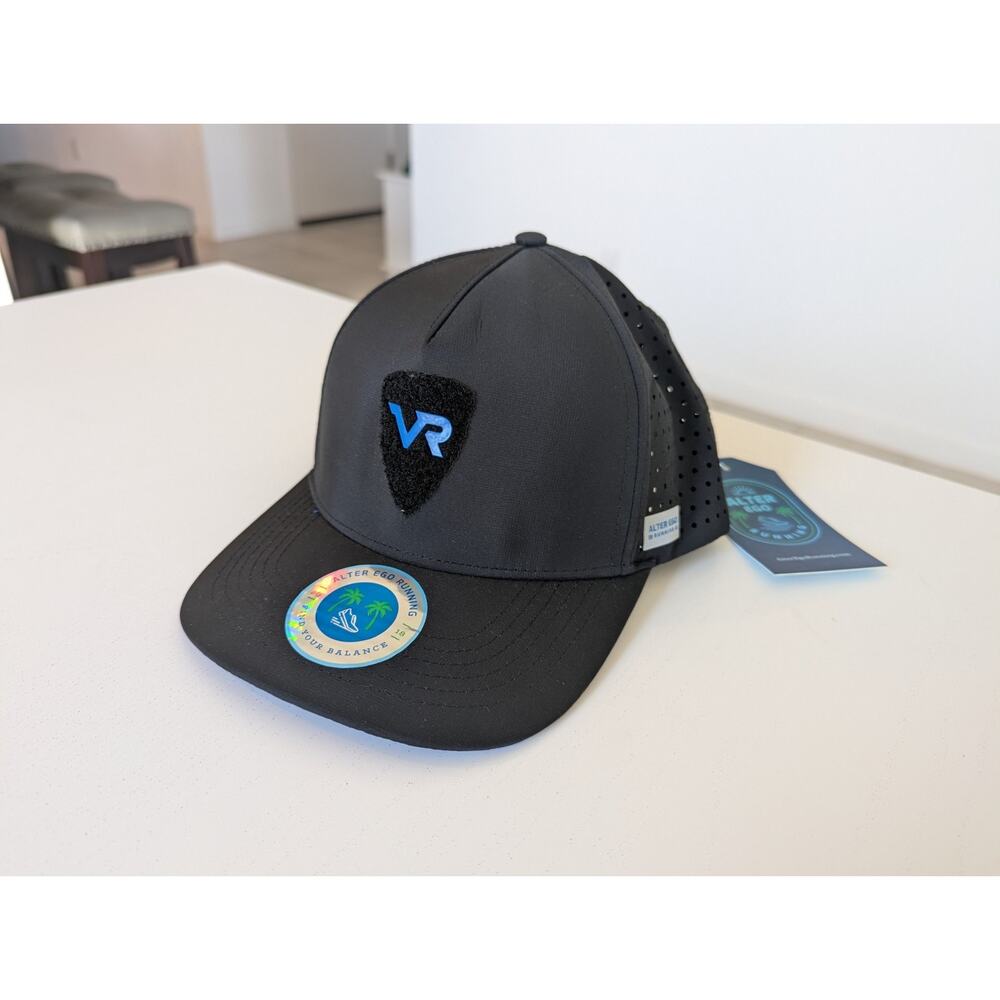 Alter Ego Black Running Hat Snap Back Vacation Races Snapback Vented NEW